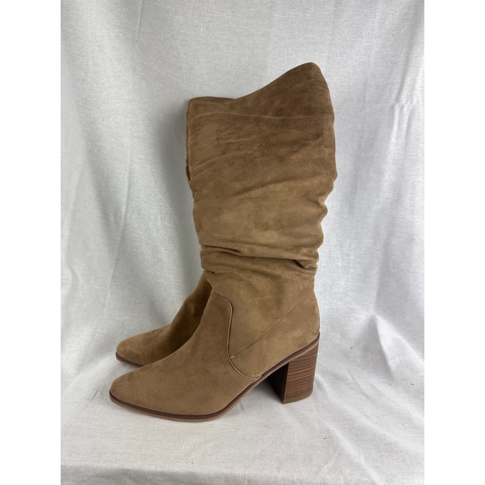 Universal Thread Junie‎ Tan Slouchy Tall Boots Pointed Toe Block Heel Size 8 NEW